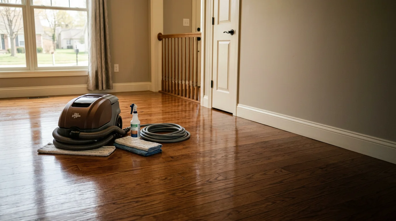 Polished hardwood floor in a residential home